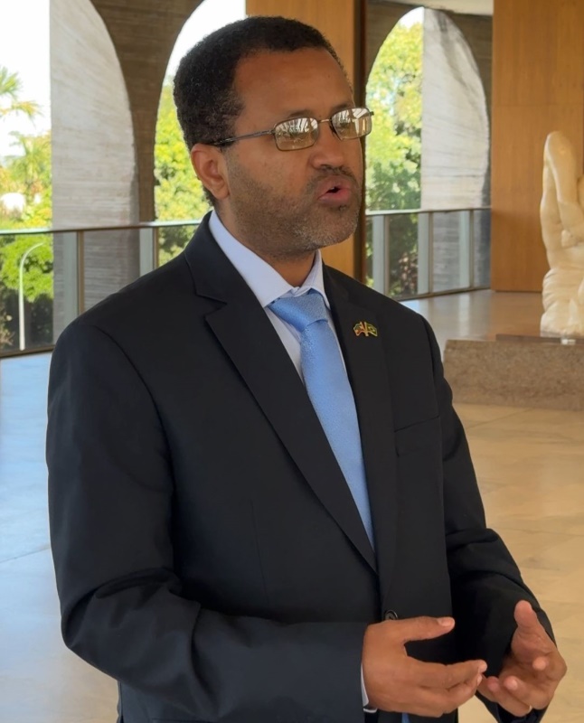 Nas palavras de Leulgesed Tadese Abebe, embaixador da Etiópia no Brasil, “o esporte também pode contribuir para o entendimento entre as pessoas”. Foto: Gabriel della Giustina | BRICS Brasil