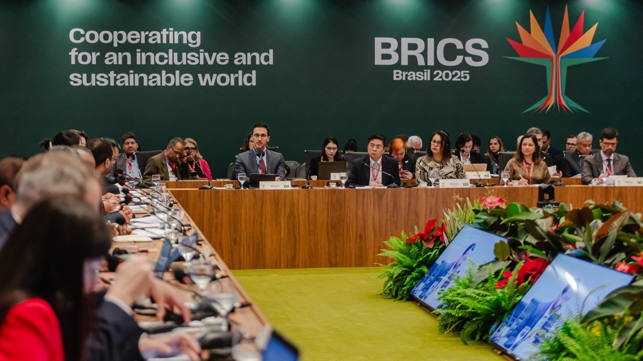 Reunião ministerial dos BRICS, na qual foi anunciada a realização da edição brasileira do Fórum. - Foto: Luara Baggi (Ascom/MCTI)